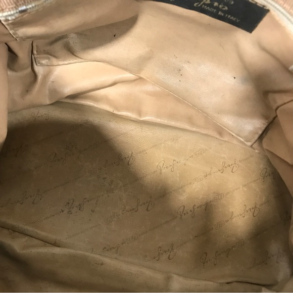 Pier Giorgio Italy Vintage Tapestry Carpet Handbag Shoulder Bag Purse Beige - Picture 12 of 16